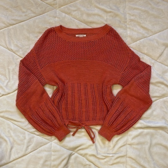 American Eagle Outfitters Sweaters - ⚠️ American Eagle Outfitters Holey See Through Orange Sweater